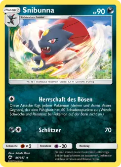 Pokémon-Karte Snibunna 086/147