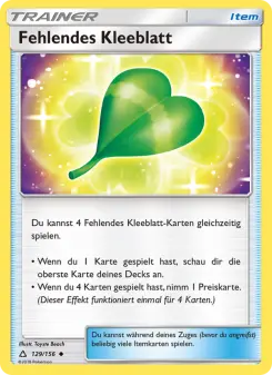 Pokémon-Karte Fehlendes Kleeblatt 129/156