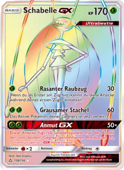 Pokémon-Karte Schabelle GX 158/156
