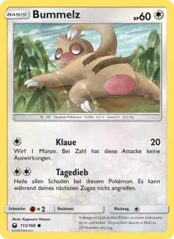 Pokémon-Karte Bummelz 113/168