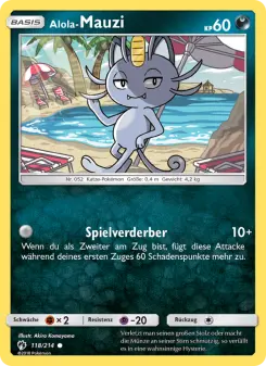 Pokémon-Karte Alola-Mauzi 118/214