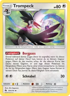 Pokémon-Karte Trompeck 165/214