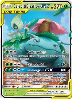 Pokémon-Karte Celebi & Bisaflor GX 001/181