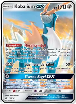 Pokémon-Karte Kobalium GX 106/181