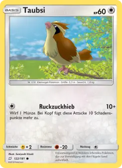 Pokémon-Karte Taubsi 122/181