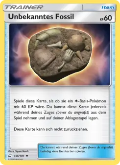 Pokémon-Karte Unbekanntes Fossil 155/181