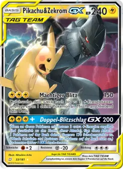 Pokémon-Karte Pikachu & Zekrom GX 033/181