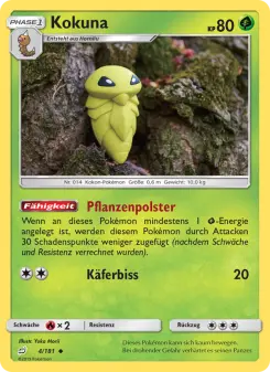 Pokémon-Karte Kokuna 004/181