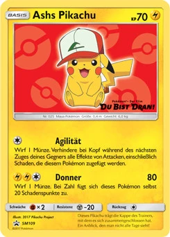 Pokémon-Karte Ashs Pikachu SM109