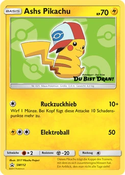 Pokémon-Karte Ashs Pikachu SM112
