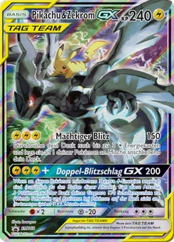 Pokémon-Karte Pikachu & Zekrom GX SM168