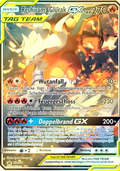 Pokémon-Karte Reshiram & Glurak GX SM201