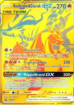 Pokémon-Karte Reshiram & Glurak GX SM247