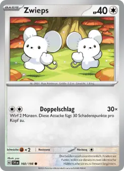 Pokémon-Karte Zwieps 160/198