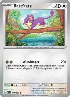 Pokémon-Karte Rattfratz 019/165