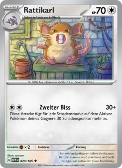 Pokémon-Karte Rattikarl 020/165