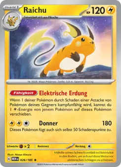 Pokémon-Karte Raichu 026/165