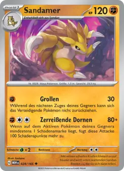 Pokémon-Karte Sandamer 028/165