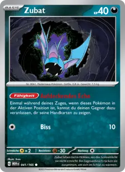 Pokémon-Karte Zubat 041/165