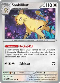Pokémon-Karte Snobilikat 053/165