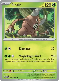 Pokémon-Karte Pinsir 127/165