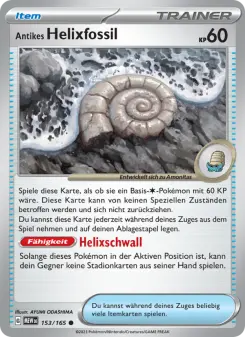 Pokémon-Karte Antikes Helixfossil 153/165