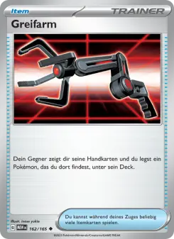 Pokémon-Karte Greifarm 162/165