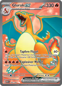 Pokémon-Karte Glurak-ex 183/165