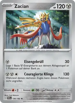 Pokémon-Karte Zacian 136/182