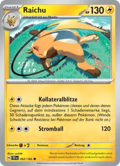 Pokémon-Karte Raichu 052/162