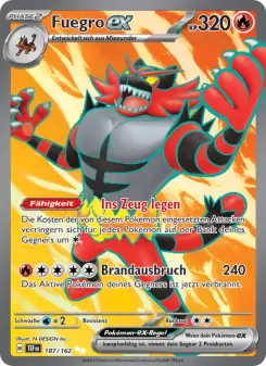 Pokémon-Karte Fuegro-ex 187/162