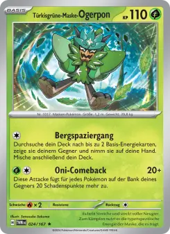 Pokémon-Karte Türkisgrüne-Maske-Ogerpon 024/167