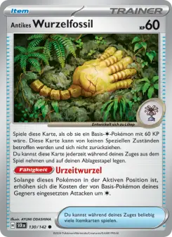 Pokémon-Karte Antikes Wurzelfossil 130/142