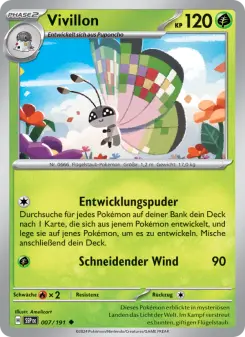 Pokémon-Karte Vivillon 007/191