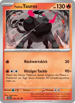 Pokémon-Karte Paldea-Tauros 018/191