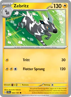 Pokémon-Karte Zebritz 063/191