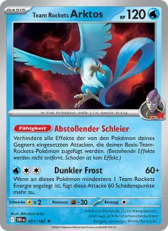 Pokémon-Karte Team Rockets Arktos 051/182