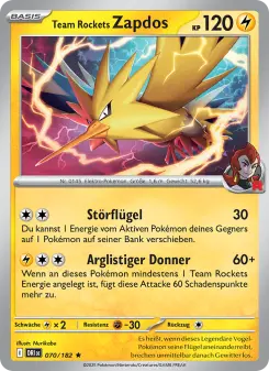 Pokémon-Karte Team Rockets Zapdos 070/182