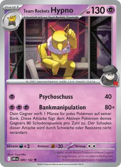 Pokémon-Karte Team Rockets Hypno 080/182