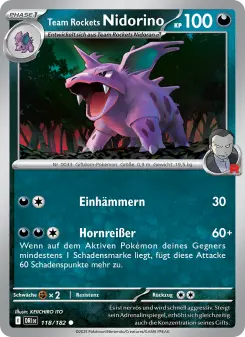 Pokémon-Karte Team Rockets Nidorino 118/182