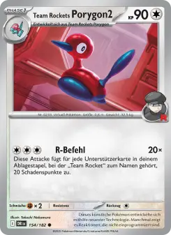 Pokémon-Karte Team Rockets Porygon2 154/182