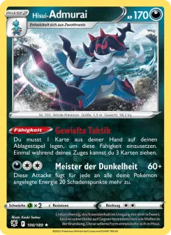 Pokémon-Karte Hisui-Admurai 100/189