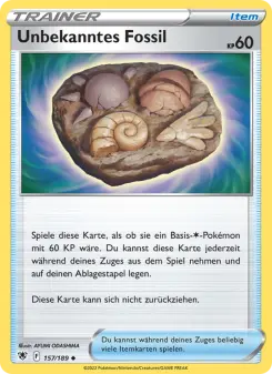 Pokémon-Karte Unbekanntes Fossil 157/189