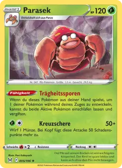 Pokémon-Karte Parasek 005/196