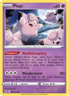 Pokémon-Karte Piepi 062/196