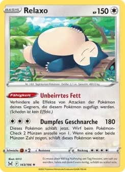 Pokémon-Karte Relaxo 143/196