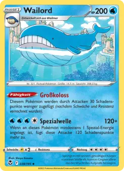 Pokémon-Karte Wailord 038/195
