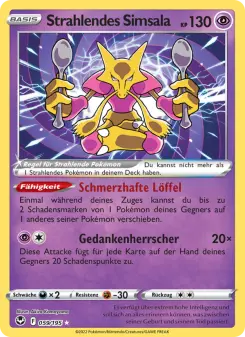 Pokémon-Karte Strahlendes Simsala 059/195