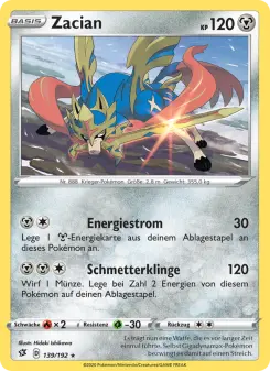 Pokémon-Karte Zacian 139/192
