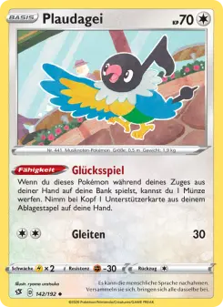 Pokémon-Karte Plaudagei 142/192